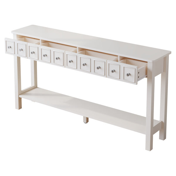 Entryway Table, 152.5X28X86.4cm Vintage White