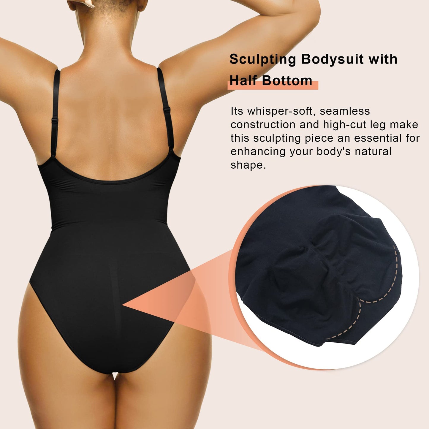 SHAPERX Women's Shapewear Bodysuit Tummy Control Body Shaper Seamless Sculpting Snatched Waist Body Suit