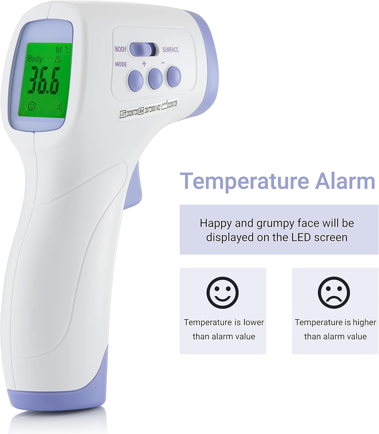 TPZ No Touch Infrared Forehead Thermometer | Non-Contact Digital Thermometer Suitable for Baby and Adult | Instant Temperature Checker | Room, Surface and Body Mode Thermometer | (1)