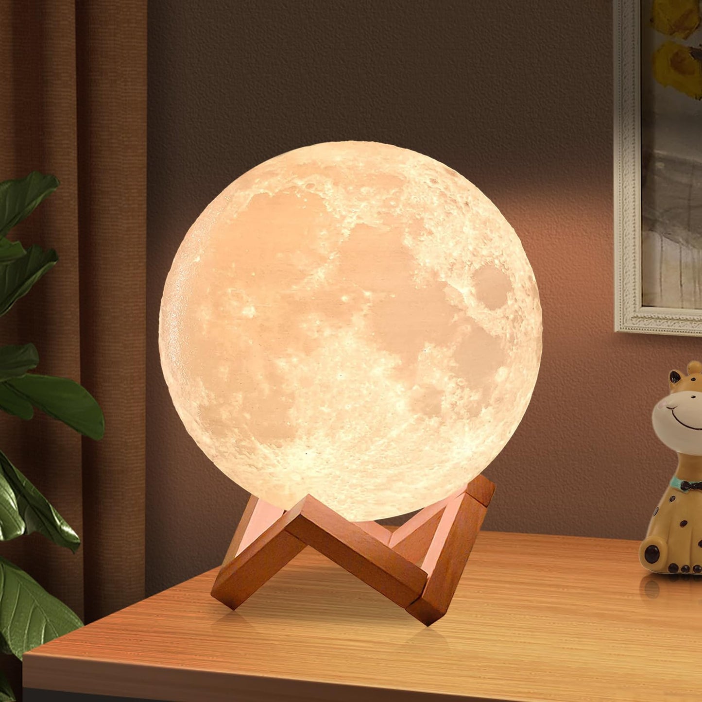 ACED Moon Lamp 2024 Upgrade with Timing 3D Printing Moon Night Light 16 Colours with Wooden Stand Remote & Touch Control and USB Rechargeable Gift for Her Him Kids Women Men Birthday