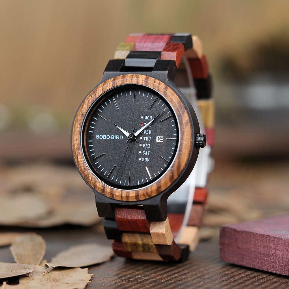 BOBO BIRD Multi-Coloured Wood Watch U-P14-1 - Men and Women Watches available with Gift Box