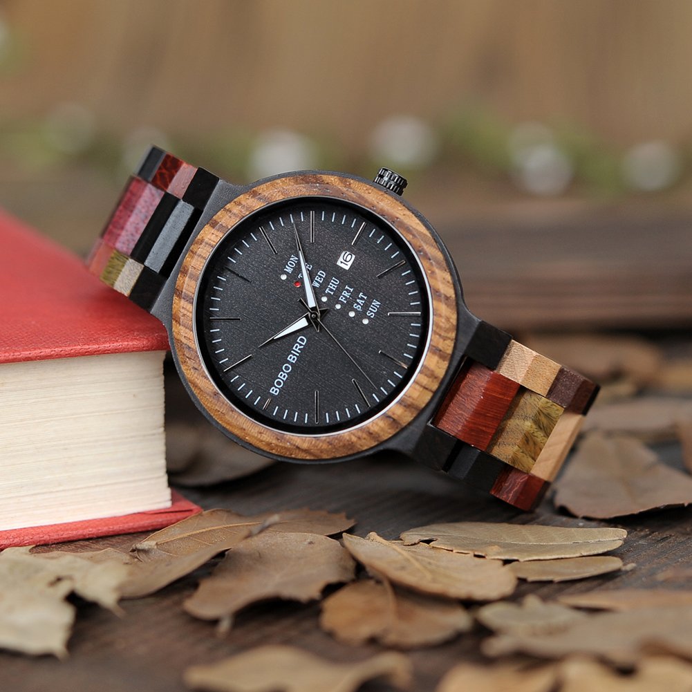 BOBO BIRD Multi-Coloured Wood Watch U-P14-1 - Men and Women Watches available with Gift Box