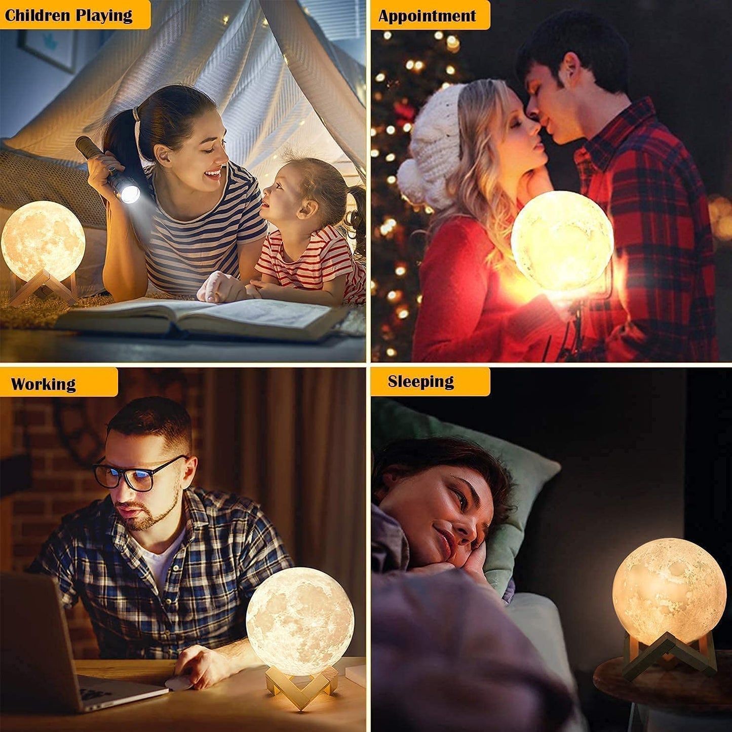 ACED Moon Lamp 2024 Upgrade with Timing 3D Printing Moon Night Light 16 Colours with Wooden Stand Remote & Touch Control and USB Rechargeable Gift for Her Him Kids Women Men Birthday