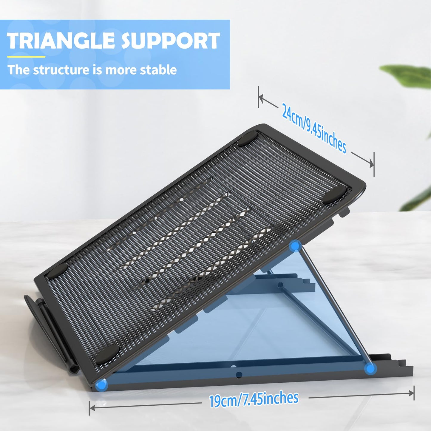 Jumkeet Laptop Stand,Foldable Portable Ventilated Desktop Laptop Holder,Universal Lightweight&Adjustable Ergonomic Tray Mount Compatible with iM(ac)/Notebook Computer/Tablet (Black)