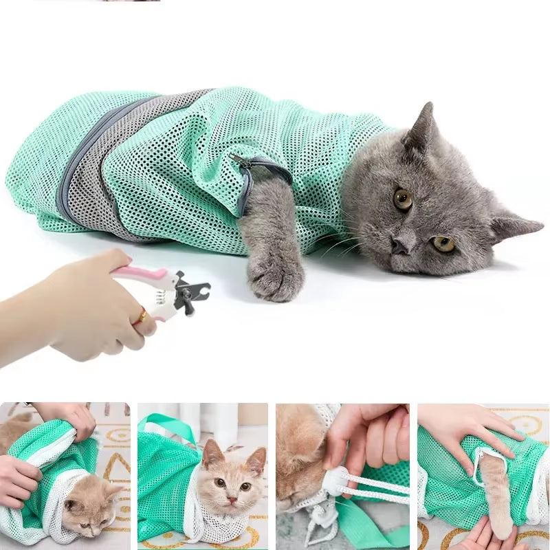 New Mesh Cat Grooming Bathing Bag Pet Adjustable Cats Washing Bags for Pet Nail Trimming Injecting anti Scratch Bite Restraint