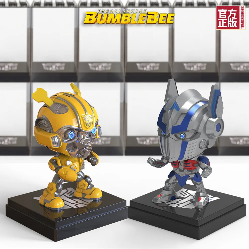 Transformation Robot Toy 10Cm Acousto-Optic Bumblebee Optimus Prime Action Figure Collection Model Toys Gifts for Children