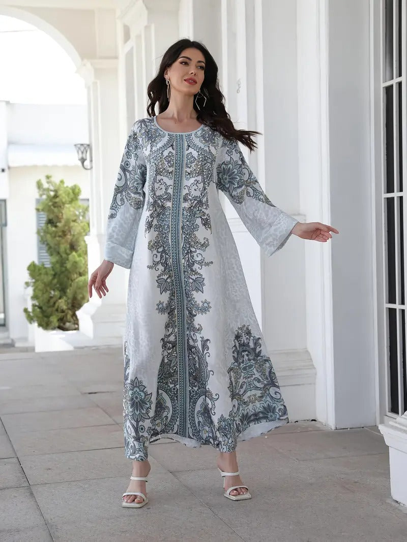 Women's Printed Long Sleeved Robe Dress - Soft And Elastic