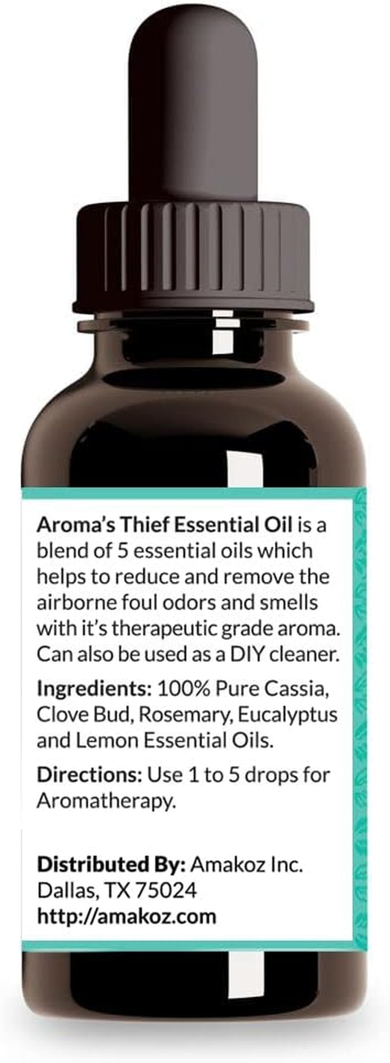 Aroma'S Thief Synergy Blend Aromatherapy Essential Oils Blend (Cassia Clove Rosemary Eucalyptus Lemon) Guards from Tales of French Thieves - 1 Fl. Oz, 30Ml