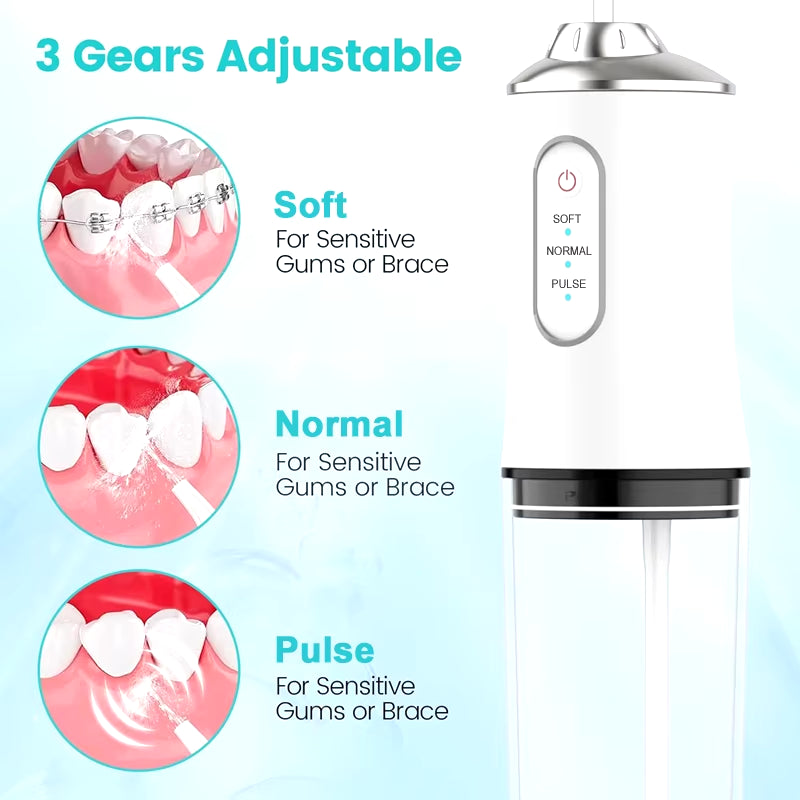 Water Dental Flosser Cordless for Teeth 3 Modes Dental Oral Irrigator Portable Rechargeable IPX7 Waterproof Water Teeth Cleaner