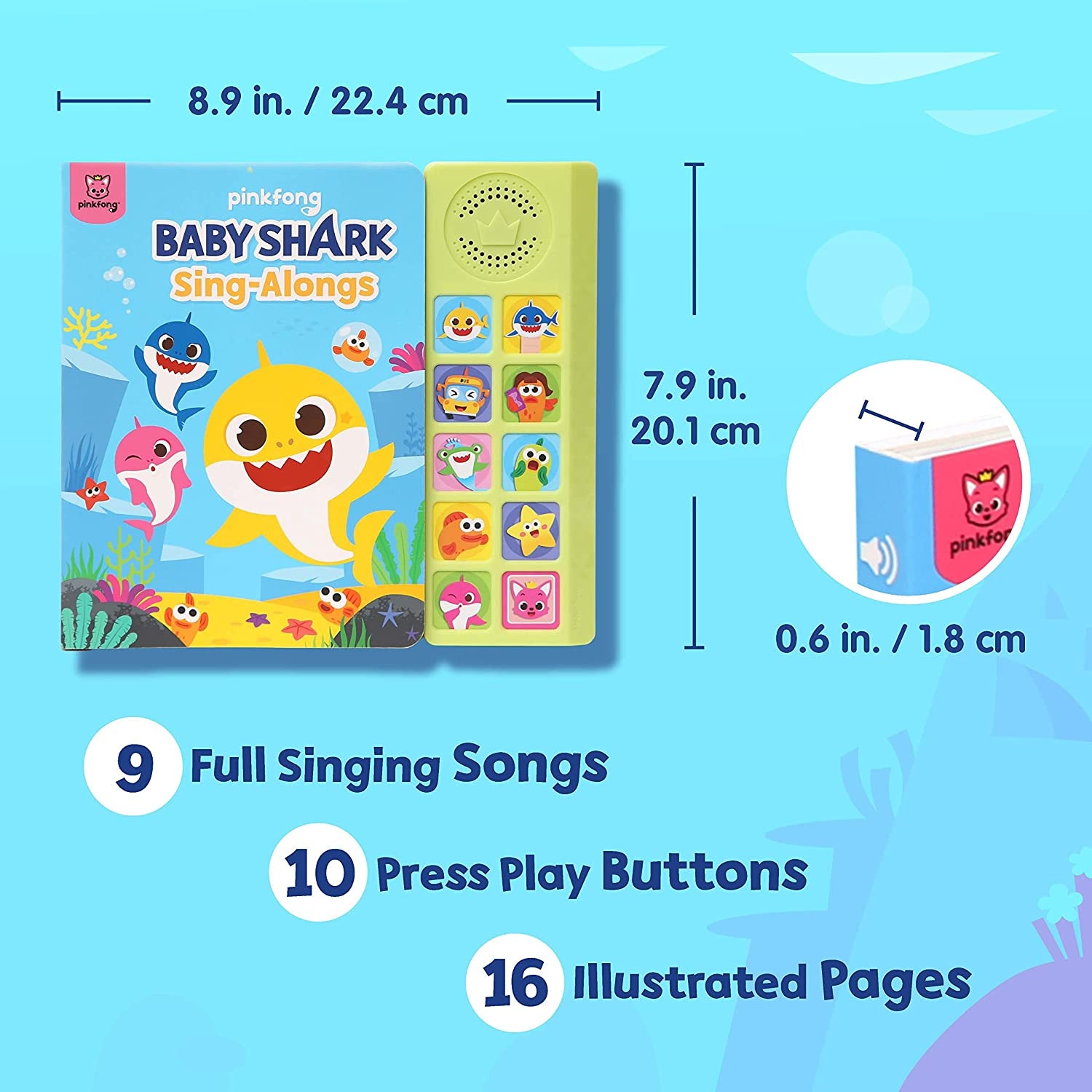 Baby Shark Sing-Alongs 10 Button Sound Book | Baby Shark Toys | Learning & Education Toys | Interactive Baby Books for Toddlers 1-3 | Gifts for Boys & Girls