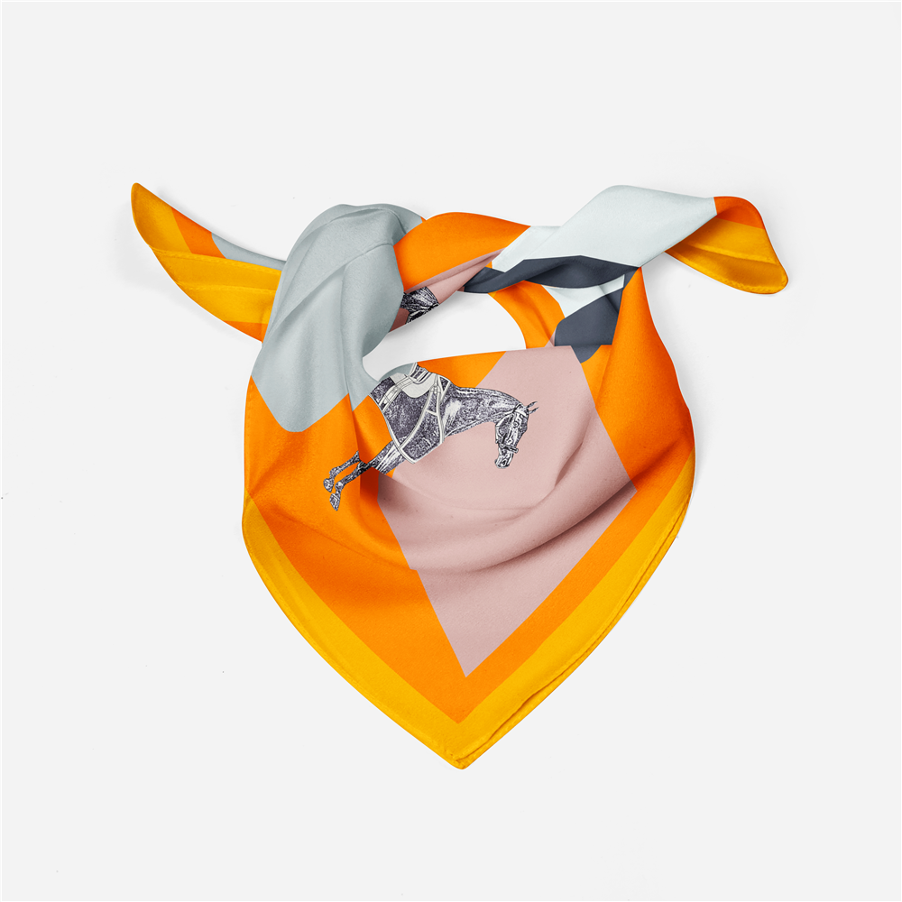 Bruna Orange Silk Scarf / 53cm