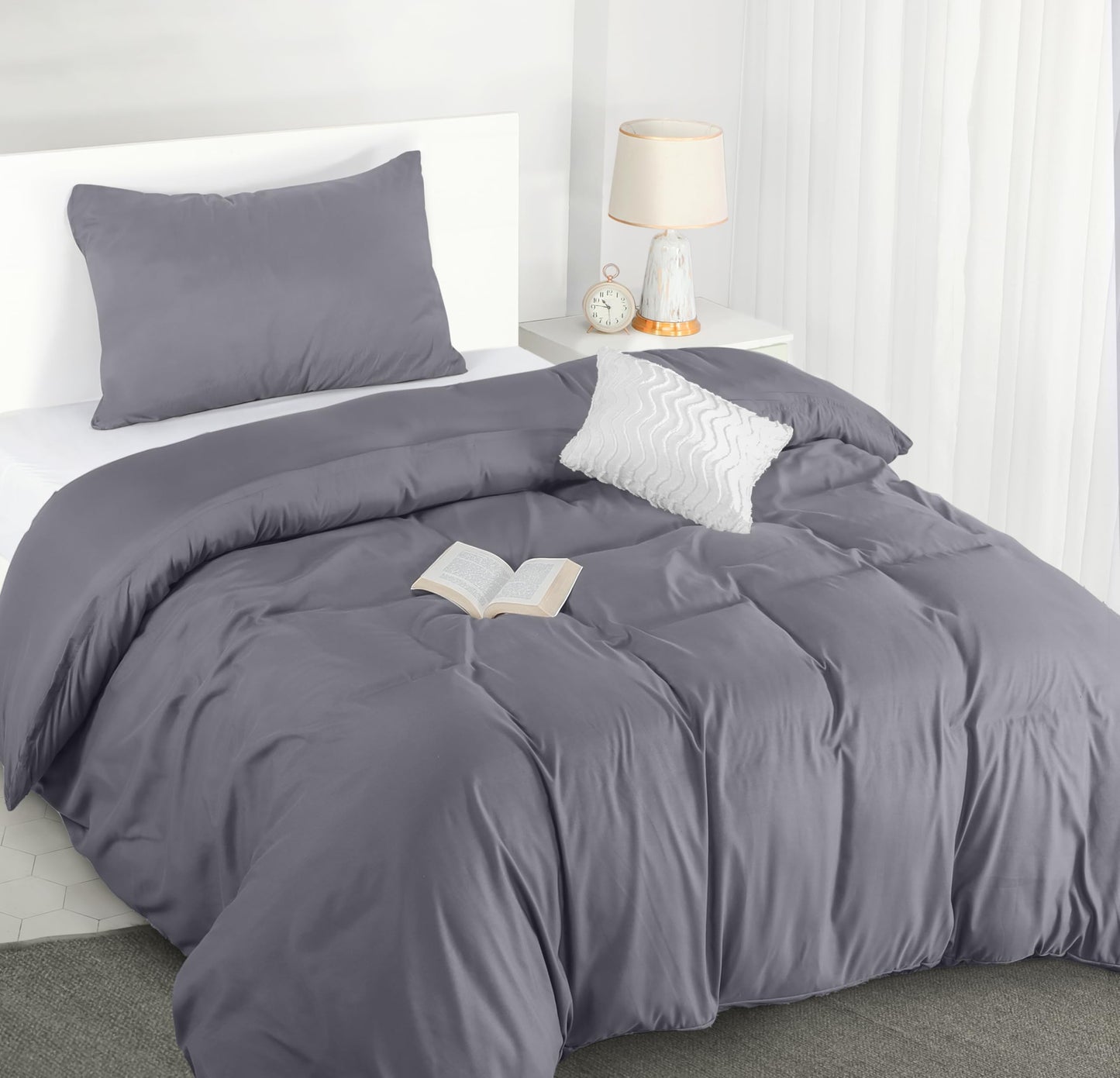 Utopia Bedding Duvet Cover Double - Soft Microfibre Polyester - Bedding Quilt Cover Set, with Pillow cases (Grey)