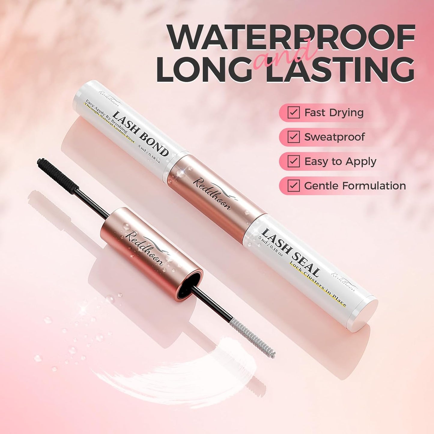 2 in 1 Lash Bond and Seal Waterproof with Lash Remover,Lash Glue for Eyelash Clusters,Bond Seal and Remover Lash Kit,Bond and Seal Lash Glue with Long Lasting (2 Pcs)