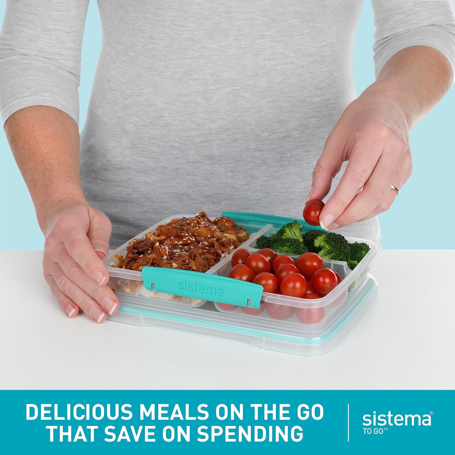 Sistema NEST IT Meal Prep Containers | 1.9 L | Airtight Food Storage Containers with Compartments & Lids | School Lunch Boxes | BPA-Free | Green | 5 Count