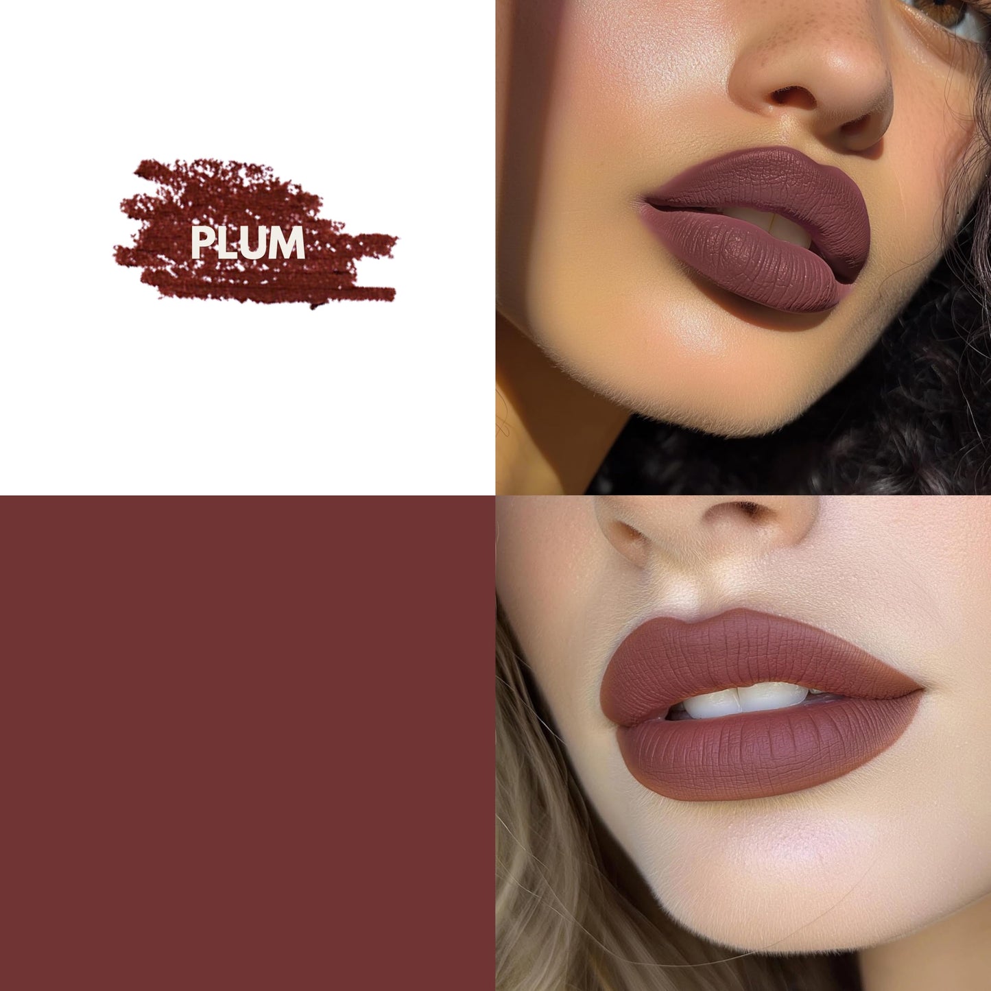 Milky Moon London - Smooth Glide Cream Lip Liner, Long Lasting & Highly Pigmented Dark Lip Liner for Bold lips, Moisturizing Matte Finish, Includes Lip Liner Sharpener & Brush - Plum