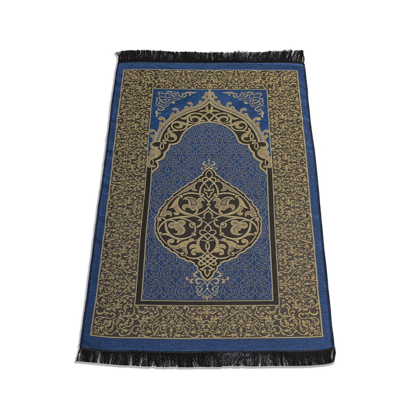 Alban Muslim Prayer Rug with Prayer Beads - Prayer Mat, Prayer Rug, Prayer Matt Islam, Islamıc Prayer Mat, Travel Prayer Mat, Tasbih Prayer Beads, Islamic Gifts, 99 Prayer Beads Included (Black)