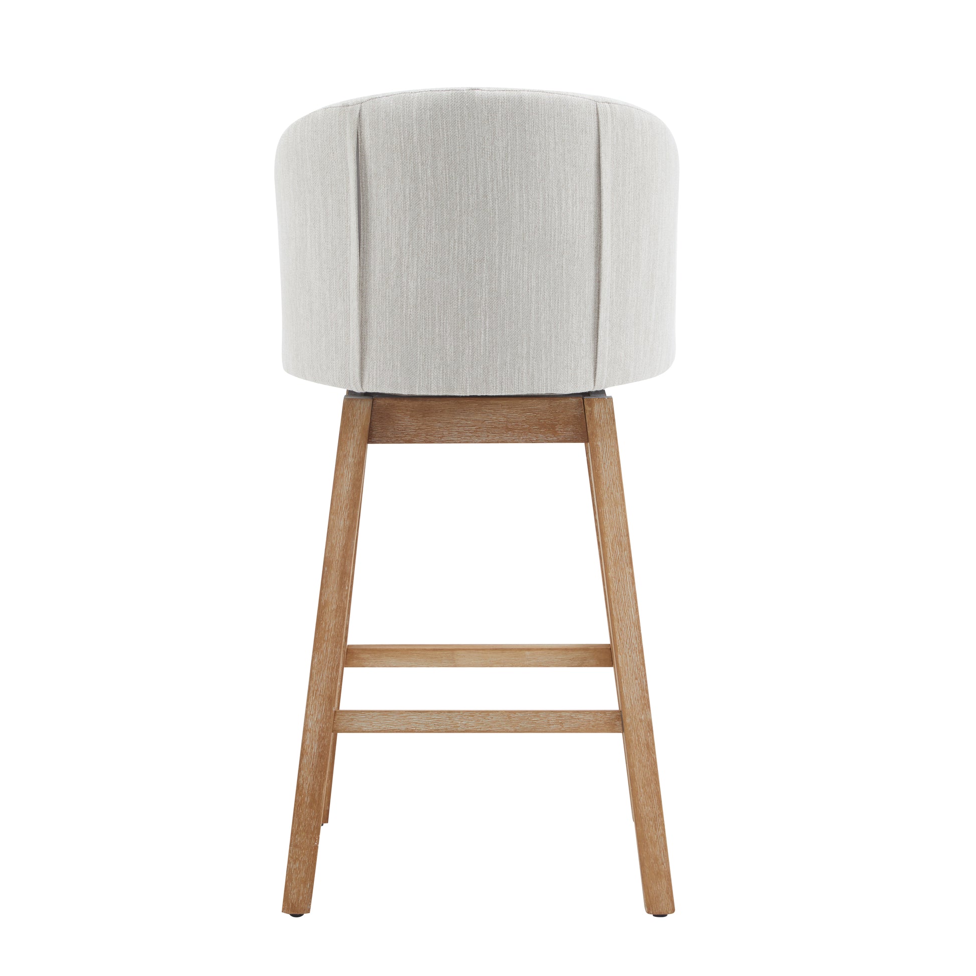 33.25&quot; Swivel Counter Stools Set of 2, Upholstered Counter Height Bar Stools with Solid Rubber Wood Frame, Backrest, Footrest, Armless Barstools for Home Bar, Kitchen Counter, Natural + Beige