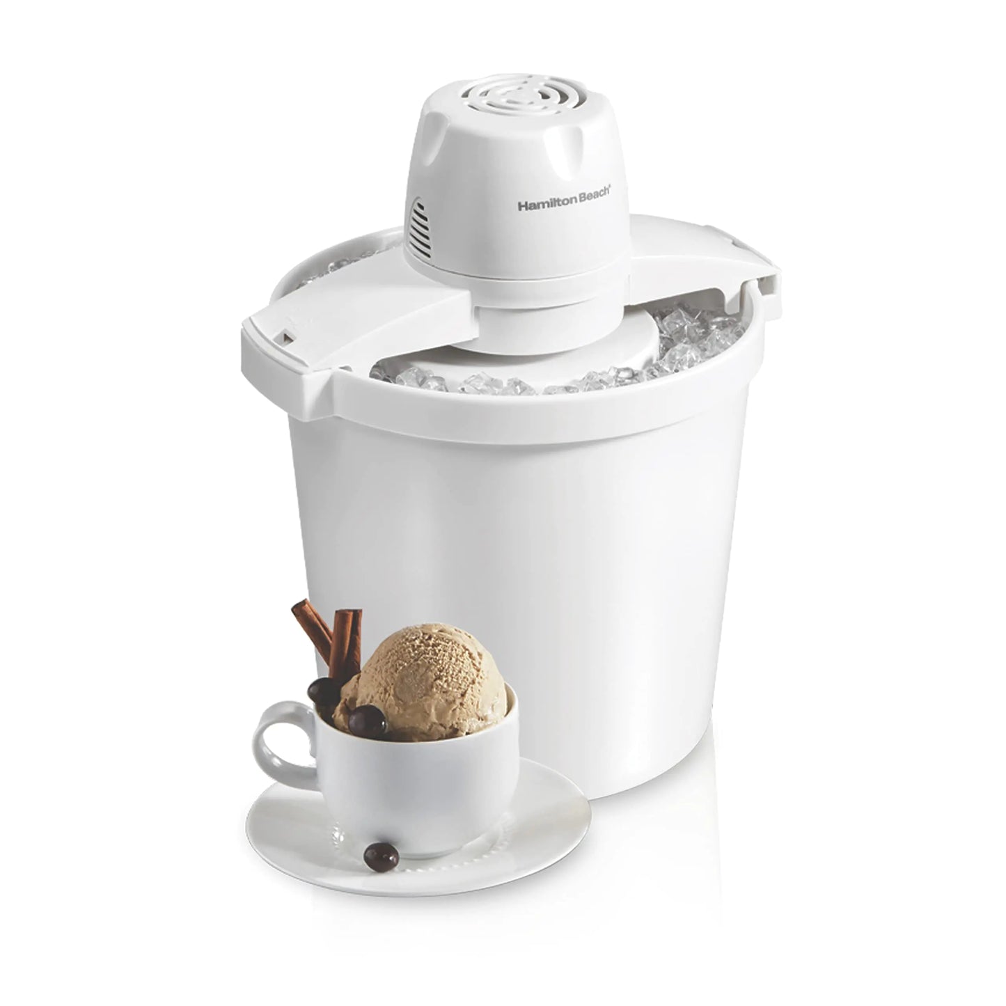 Hamilton Beach Electric Automatic Ice Cream Maker & Frozen Yogurt Machine Makes Custard Sorbet Gelato and Sherbet 4 Quart White