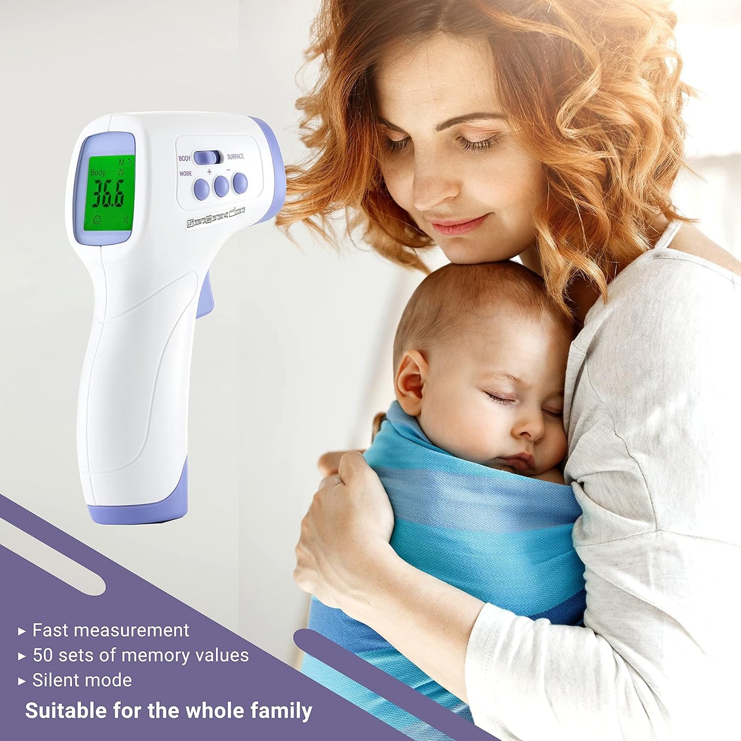 TPZ No Touch Infrared Forehead Thermometer | Non-Contact Digital Thermometer Suitable for Baby and Adult | Instant Temperature Checker | Room, Surface and Body Mode Thermometer | (1)