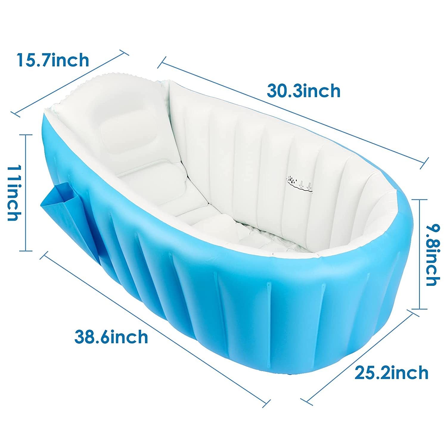 Aufblasbare Baby-Badewanne mit Luftpumpe, tragbare Baby-Badewanne Anti-Rutsch-Badewanne Reise-Badewanne