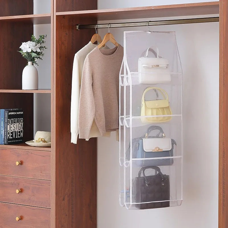 Bag Storage Hanging Bag Hanging Double Side Transparent Six Layer Storage Bag Bedroom Closet Storage Bag Dust Bag