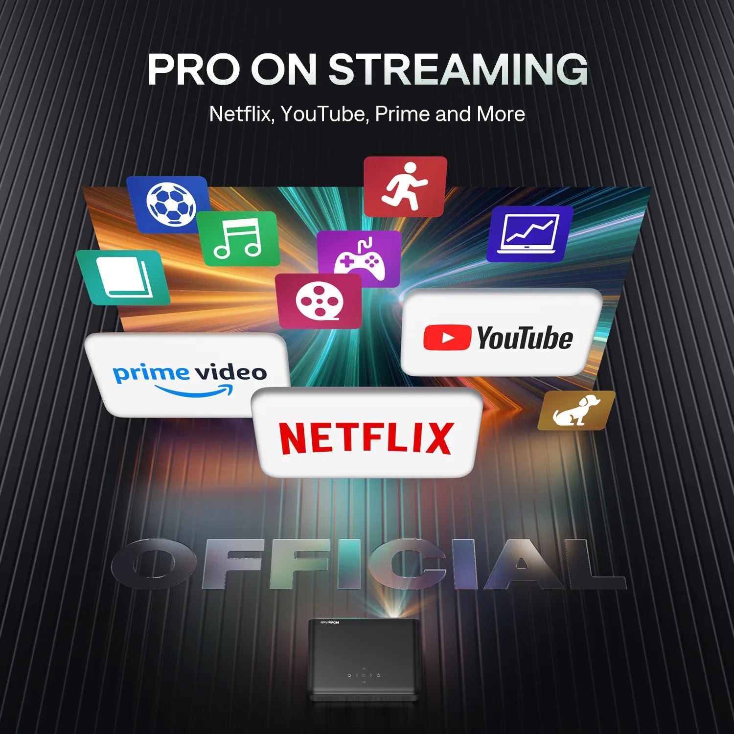 Aurzen EAZZE D1 Pro comes with official Netflix,YouTube and Prime Video support.