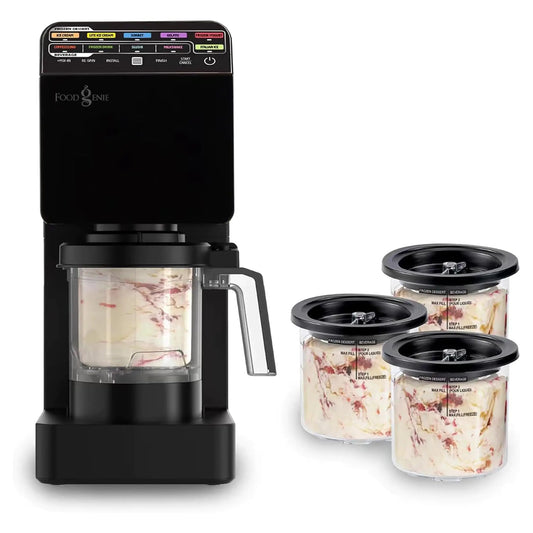 Dessert Station - Black - 11-In-1 Ice Cream & Frozen Treat Maker for Ice Cream Sorbet Milkshakes Frozen Yogurt & More 11 Programs XL Capacity Silver Includes (3) Family-Sized 16 oz. Tubs