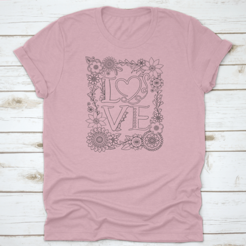 Love Font With Flower Elements Hand Drawn With Inspiration Word,