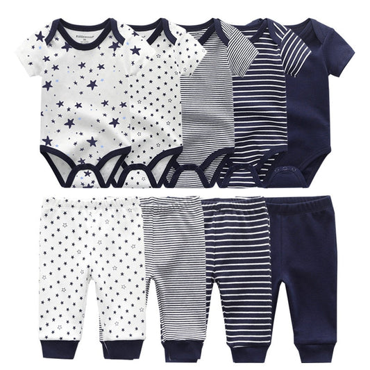 6/9/10 Pcs Baby Romper & Pants Set 3M-12M