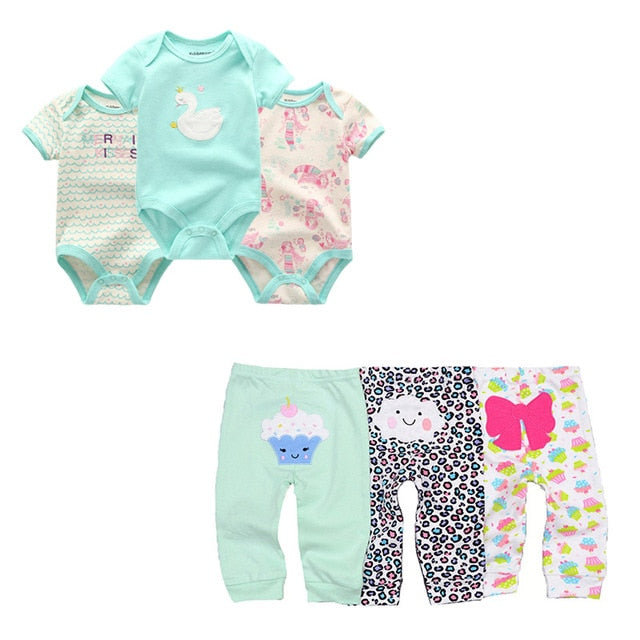 6/9/10 Pcs Baby Romper & Pants Set 3M-12M