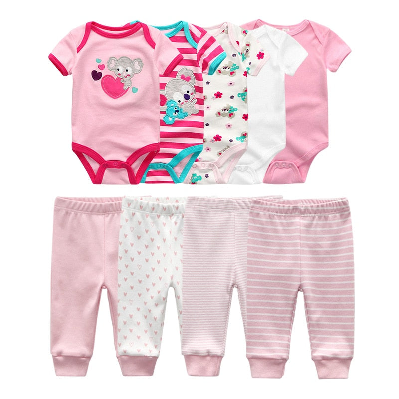 6/9/10 Pcs Baby Romper & Pants Set 3M-12M