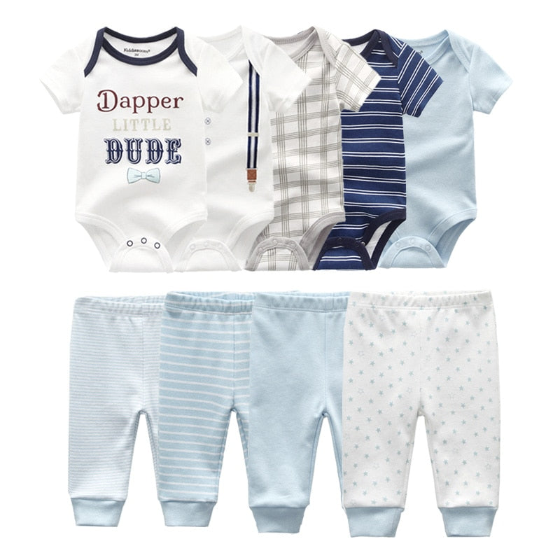 6/9/10 Pcs Baby Romper & Pants Set 3M-12M