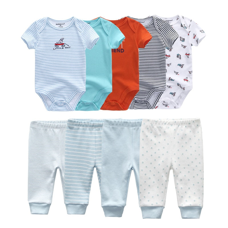 6/9/10 Pcs Baby Romper & Pants Set 3M-12M