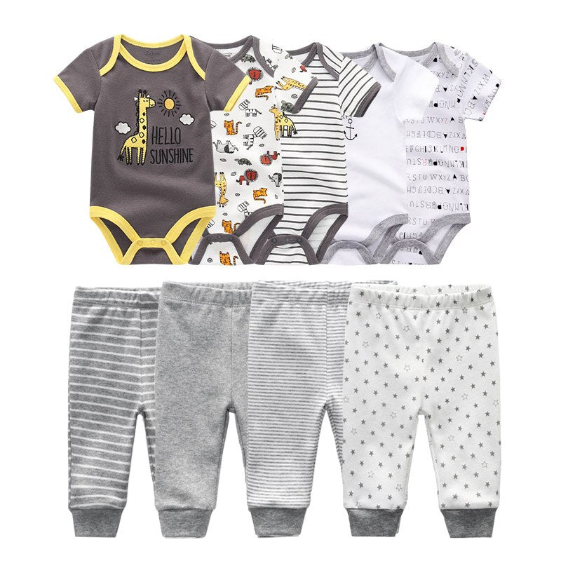 6/9/10 Pcs Baby Romper & Pants Set 3M-12M