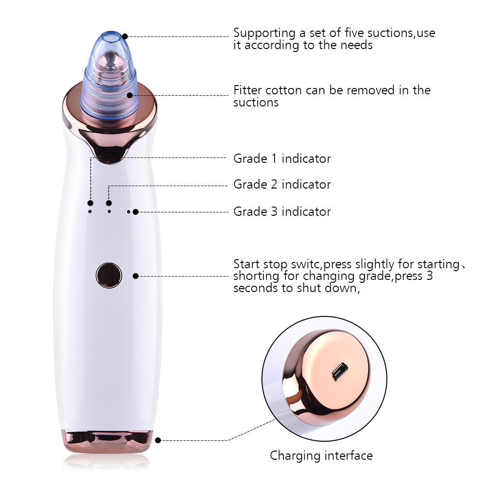 Blackhead Remover Skin Care Pore Vacuum Acne Pimple Removal Vacuum Suction Tool Facial Diamond Dermabrasion Machine Face Clean