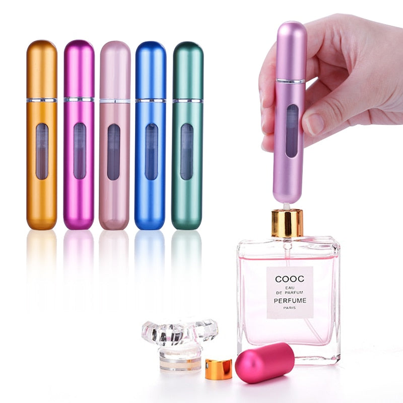 OSHIONER 5ml 8ml Refillable Mini Perfume Spray Bottle Aluminum Spray Atomizer Portable Travel Cosmetic Container Perfume Bottle