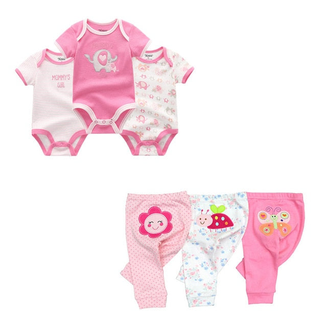 6/9/10 Pcs Baby Romper & Pants Set 3M-12M