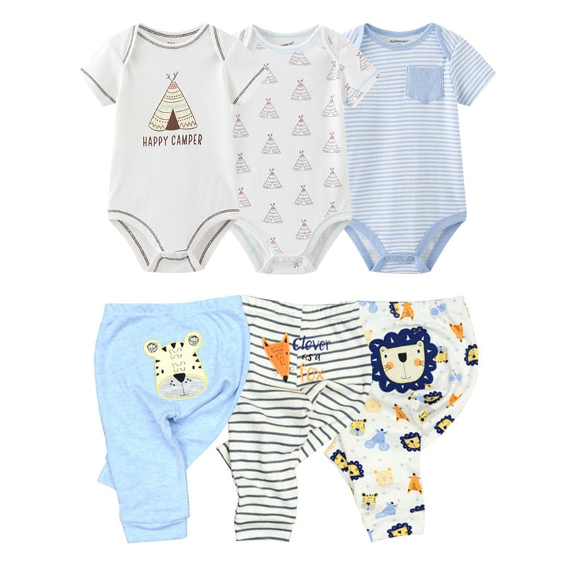 6/9/10 Pcs Baby Romper & Pants Set 3M-12M