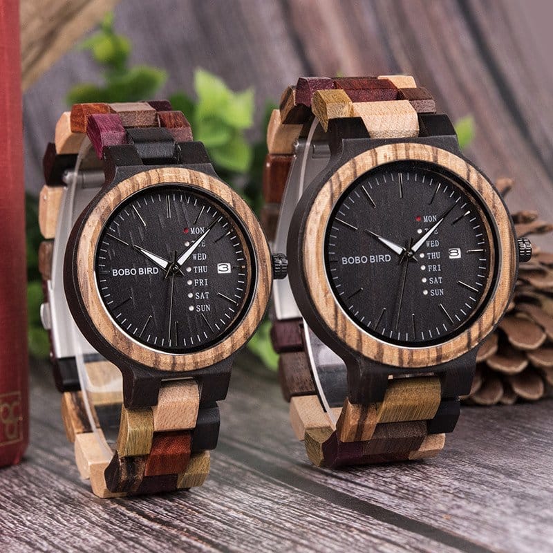 BOBO BIRD Multi-Coloured Wood Watch U-P14-1 - Men and Women Watches available with Gift Box