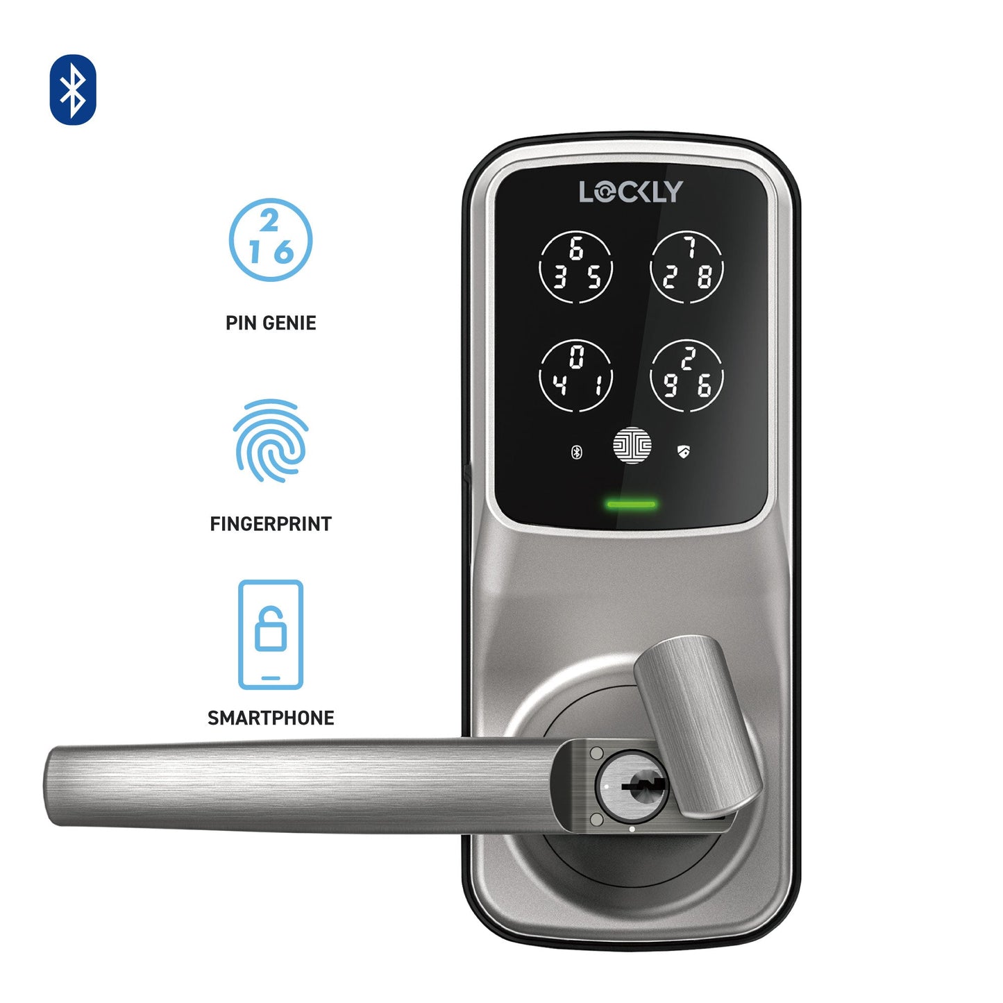 Silver Lockly smart lock with keypad and fingerprint scanner