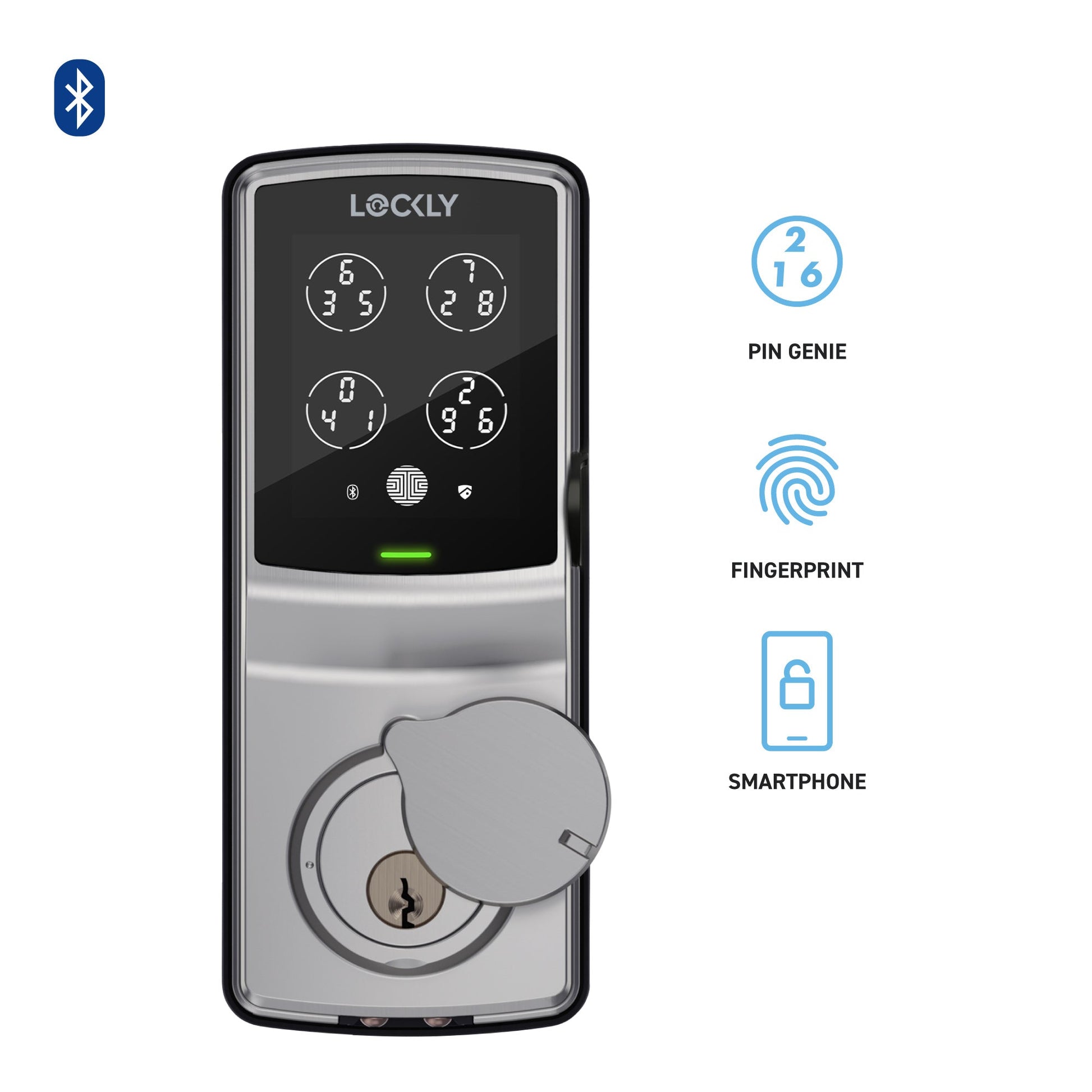 Silver Lockly smart lock with keypad and fingerprint scanner