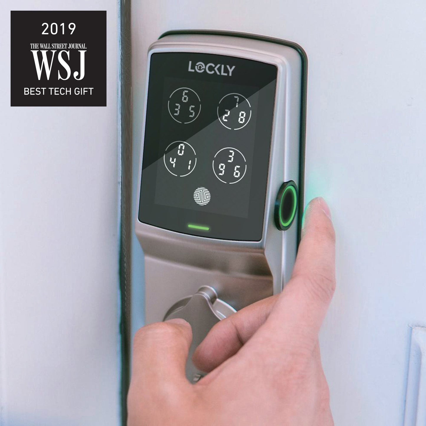 Silver Lockly smart lock with keypad and fingerprint scanner