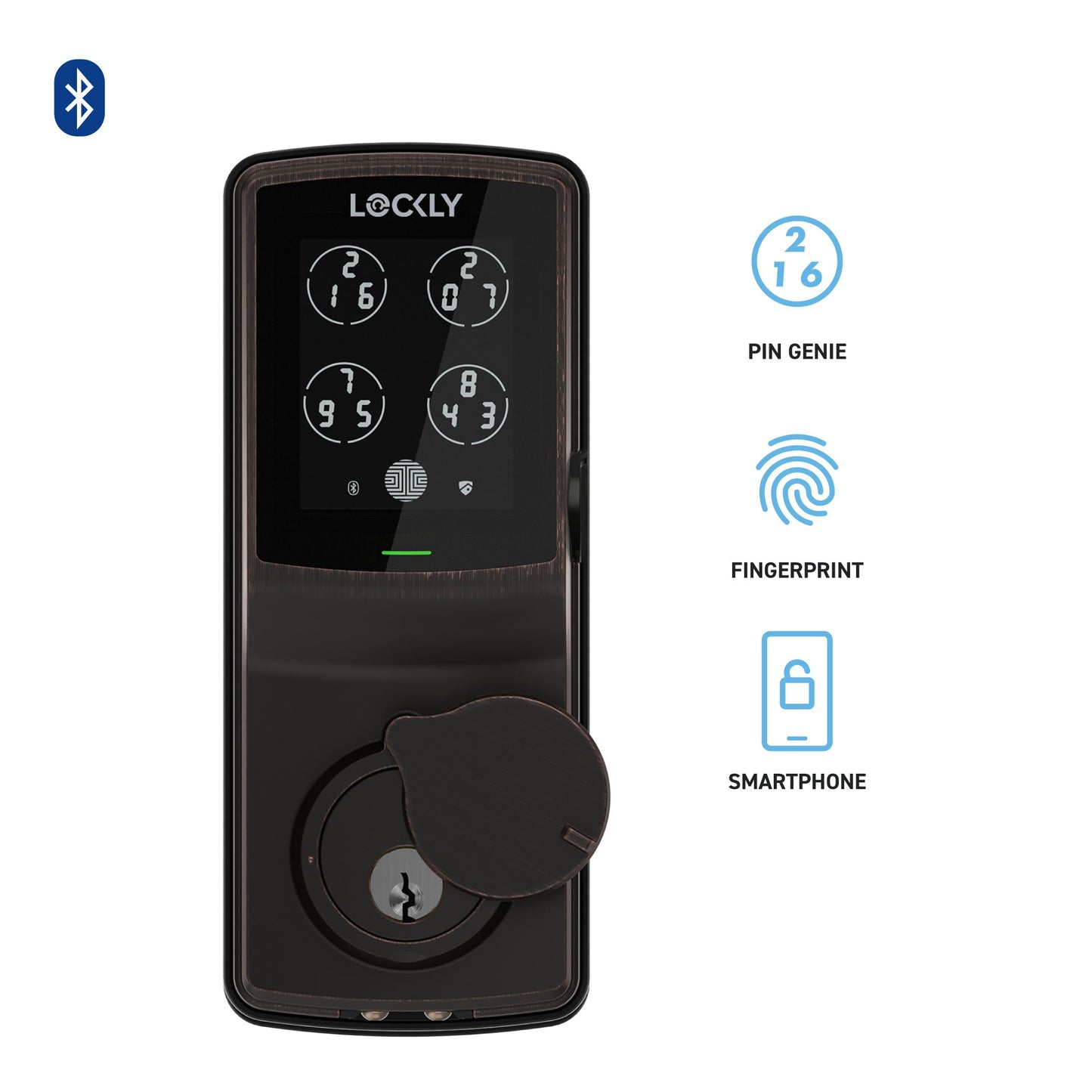 Bronze Lockly smart lock with keypad and fingerprint scanner