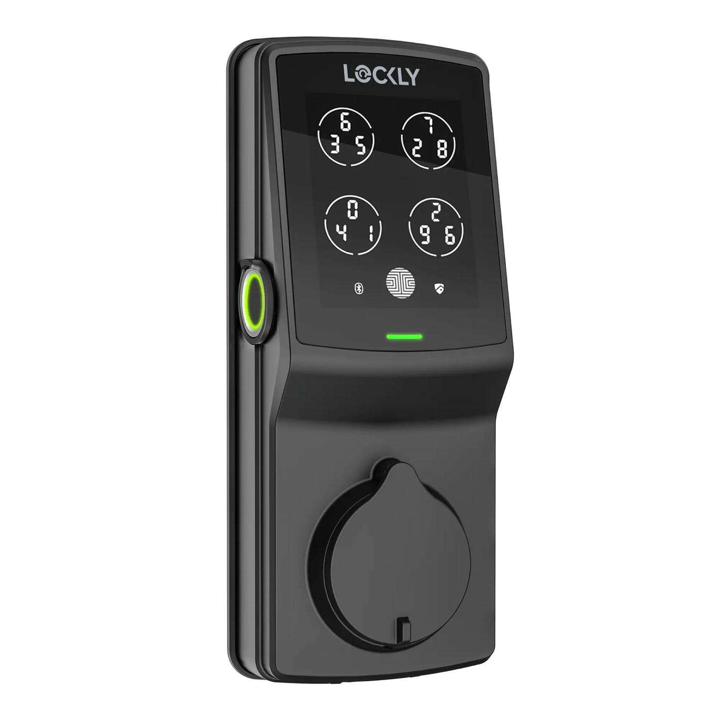 Black Lockly smart lock with keypad and fingerprint scanner