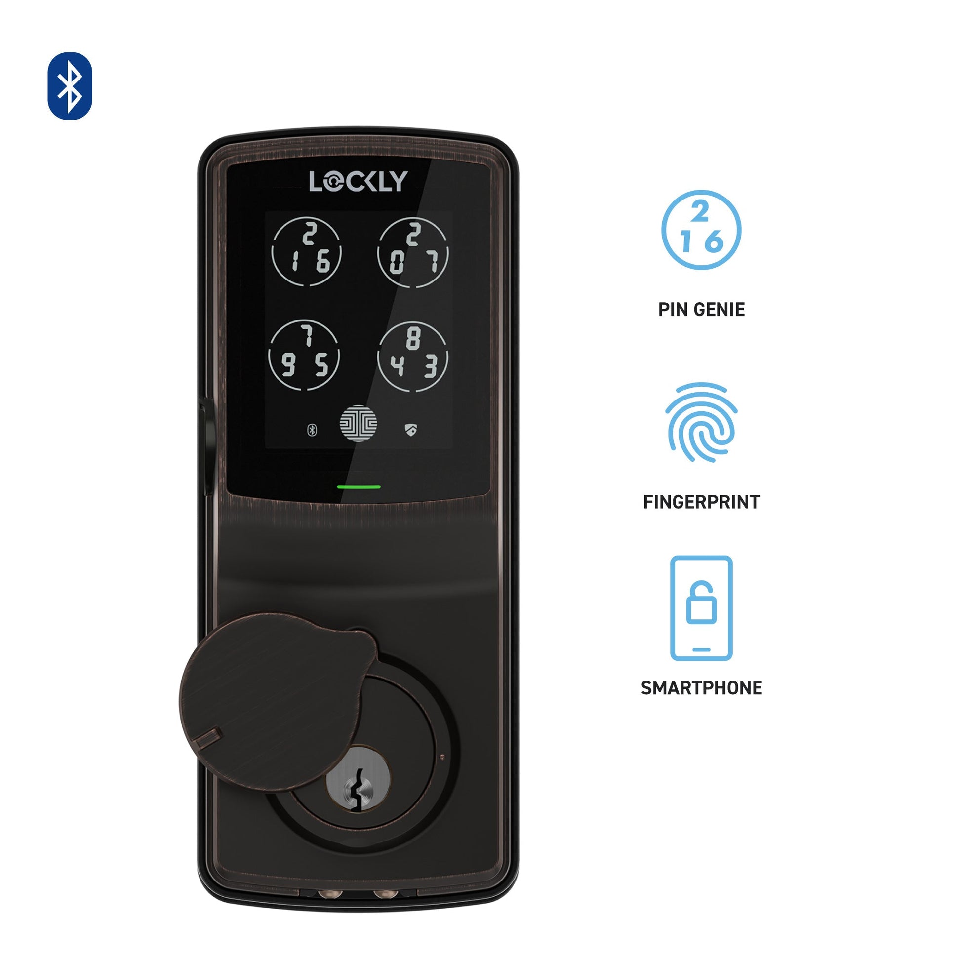 Bronze Lockly smart lock with keypad and fingerprint scanner