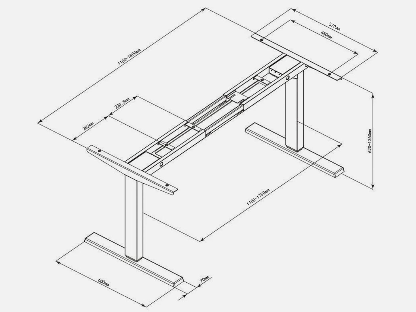 Maidesite T2 Pro Plus - Electric Height Adjustable Standing Desk Frame