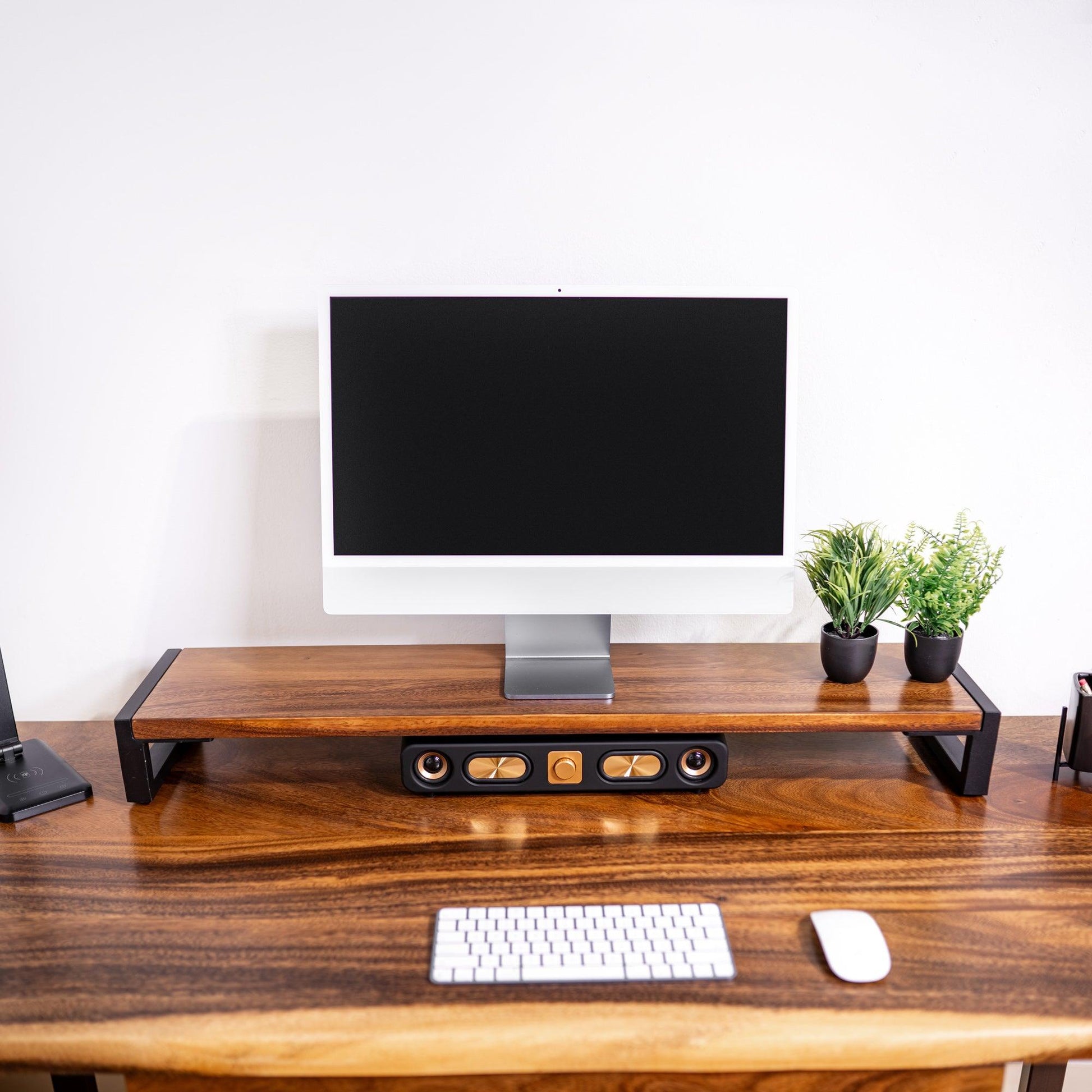 Wood Standing Desk with Drawers - Walnut Live Edge Wood Standing Desk | Modern Wood Style