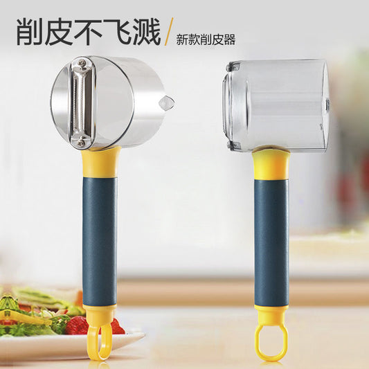 Storage New Fruit Peeling Knife Household Peeler Multi-functional Belt Tube Peeling Potato Peeling Apple Artifact Stainless Steel