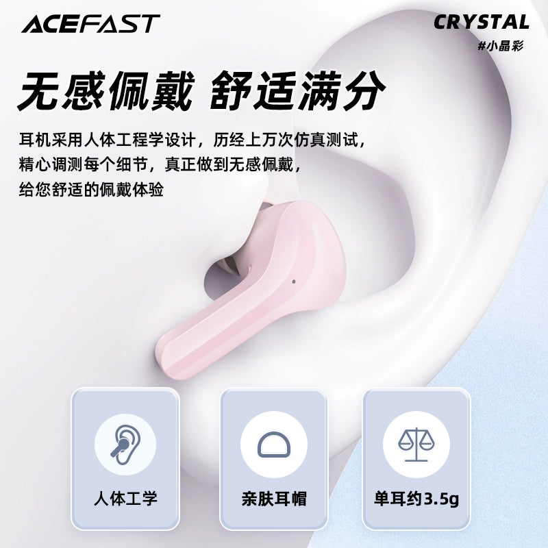 ACEFAST Small Crystal Color Wireless Bluetooth Headset Noise Reduction 2023 New Sports Suitable For Apple Huawei T6S High-end