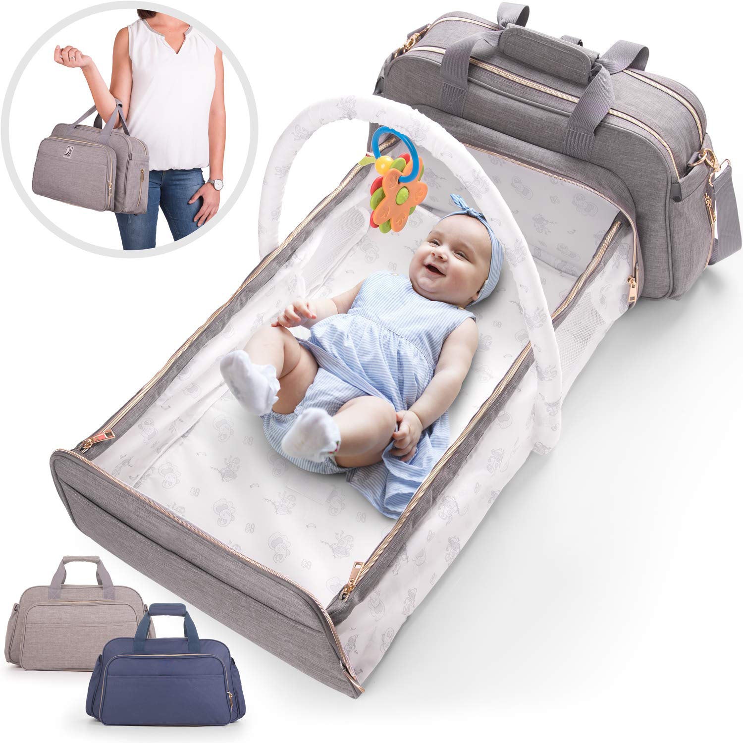 Diaper Bag Backpack Foldable Baby Bed Waterproof